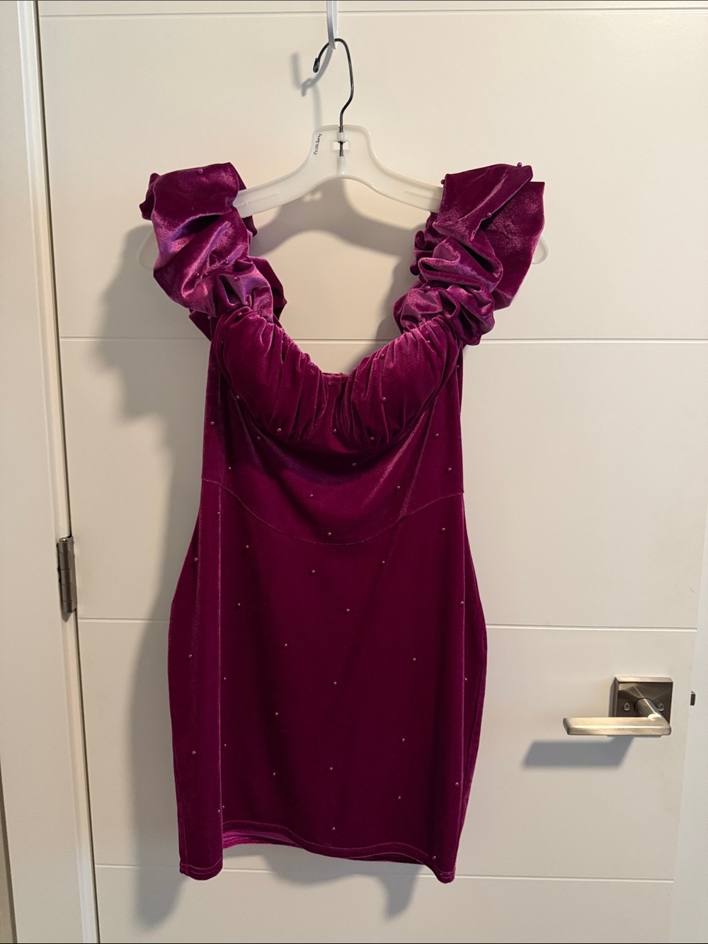 Windsor Plum Velvet Ruffle Strap Mini Dress